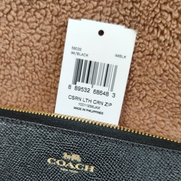 Coach Black Textured Wristlet with Gold Accents - Picture 3 of 4